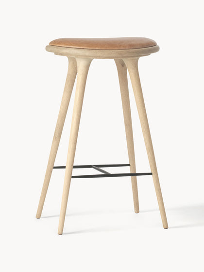 Westwing Taburete alto de madera de roble High Stool