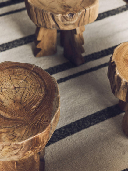 Westwing Taburete Artesanal De Madera De Teca Arched