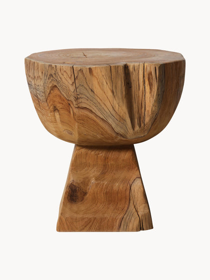 Westwing Taburete artesanal de madera de teca Arched