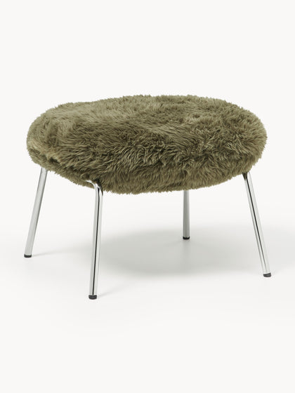 Westwing Taburete de cuero sintético con patas de metal Luan