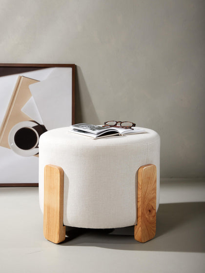 Westwing Taburete De Lino Con Patas De Madera Coffey