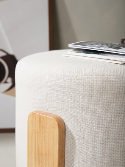 Westwing Taburete De Lino Con Patas De Madera Coffey