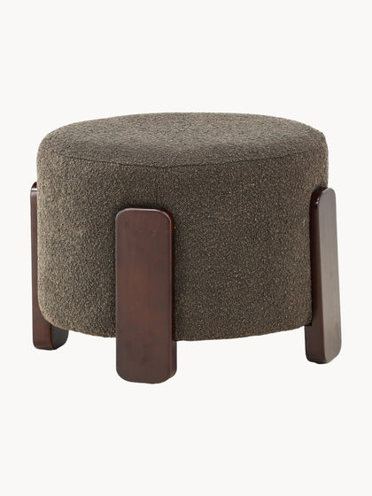 Westwing Taburete de tejido bouclé con patas de madera Coffey