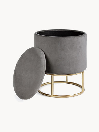 Westwing Taburete De Terciopelo Con Espacio De Almacenamiento Polina