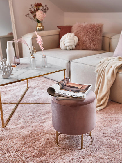 Westwing Taburete De Terciopelo Con Espacio De Almacenamiento Polina