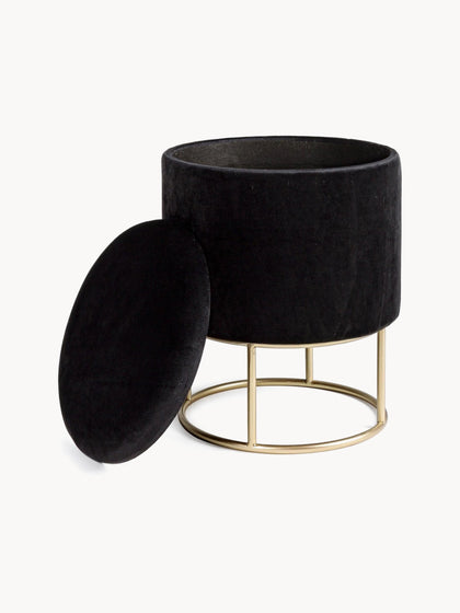 Westwing Taburete De Terciopelo Con Espacio De Almacenamiento Polina