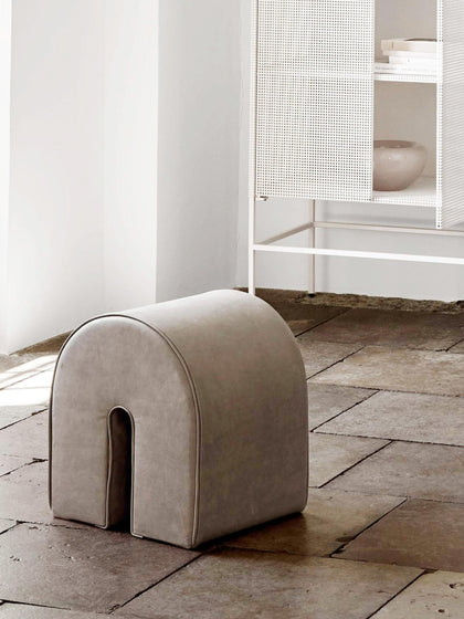 Westwing Taburete Tapizado En Piel De Nobuck Curved