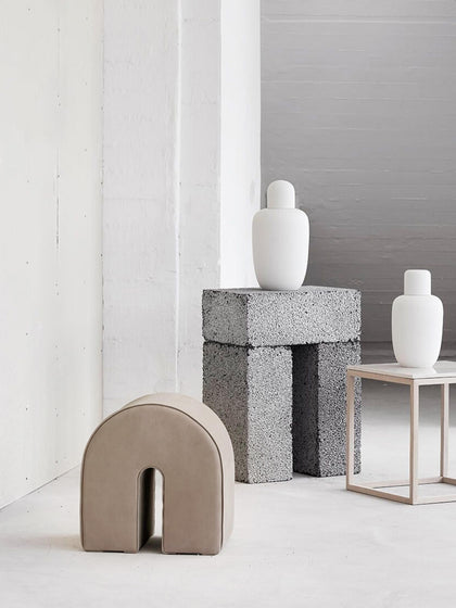 Westwing Taburete Tapizado En Piel De Nobuck Curved