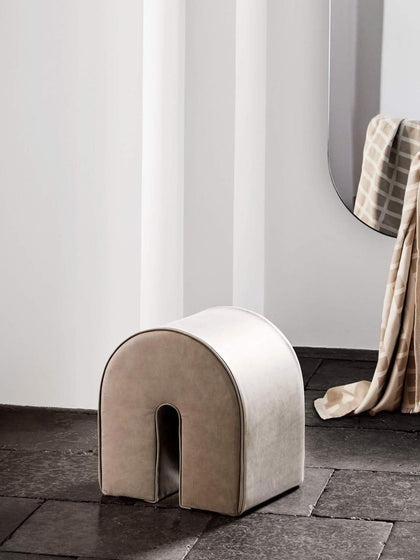 Westwing Taburete Tapizado En Piel De Nobuck Curved