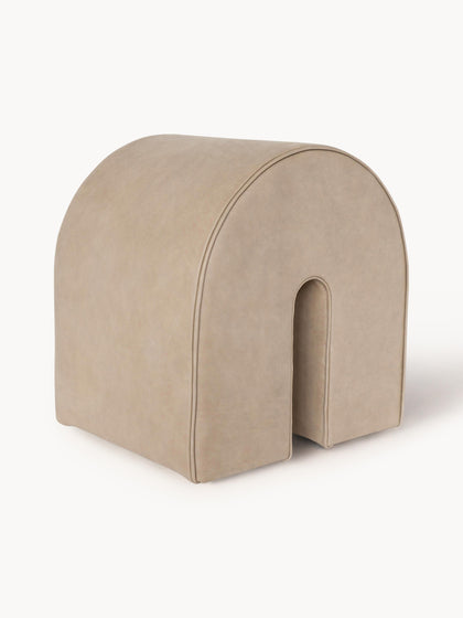 Westwing Taburete tapizado en piel de nobuck Curved