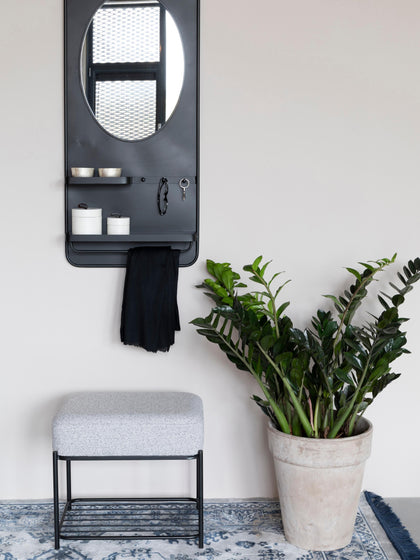 Westwing Taburete Tapizado En Tejido Bouclé Con Estante Milou