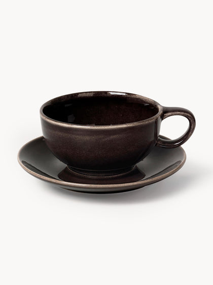 Westwing Taza Con Platito Artesanal Arteasanal Nordic Coal