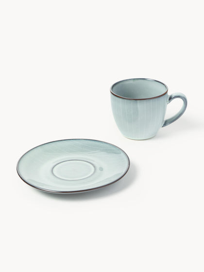 Westwing Taza De Café Con Platito Artesanal Nordic Sea