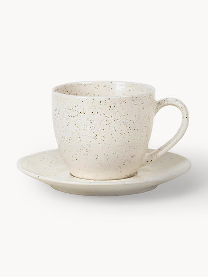 Westwing Taza de café con platito artesanal Nordic Vanilla