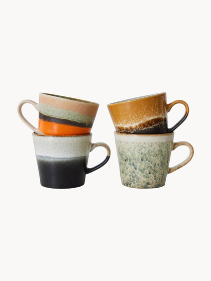 Westwing Tazas Artesanales Con Esmalte Reactivo 70s 4 Uds