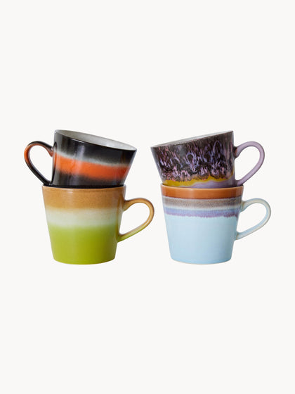 Westwing Tazas Artesanales Con Esmalte Reactivo 70s 4 Uds