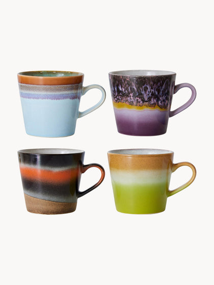 Westwing Tazas Artesanales Con Esmalte Reactivo 70s 4 Uds