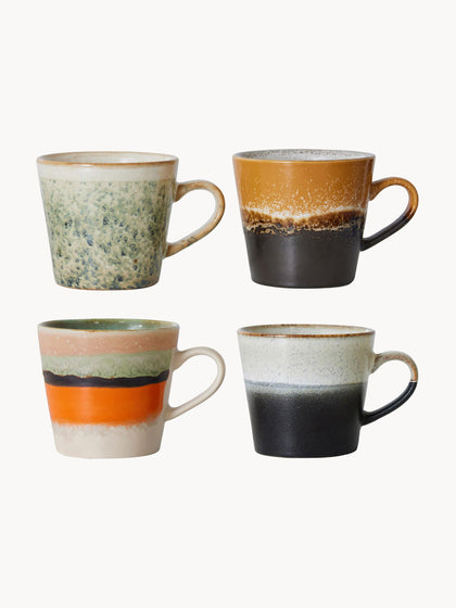 Westwing Tazas artesanales con esmalte reactivo 70s 4 uds