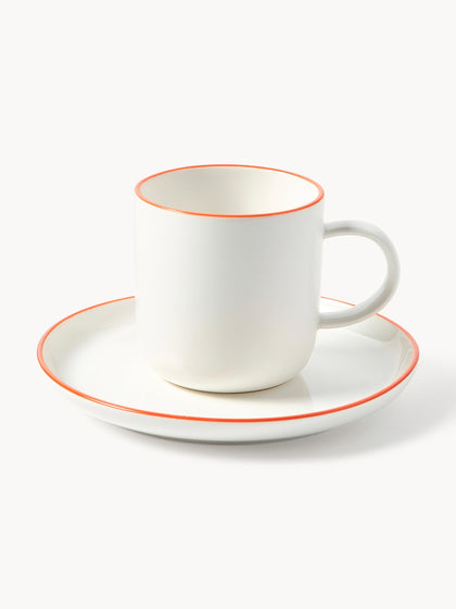 Westwing Tazas con platitos de porcelana Facile 2 uds