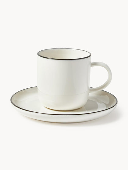 Westwing Tazas con platitos de porcelana Facile 2 uds