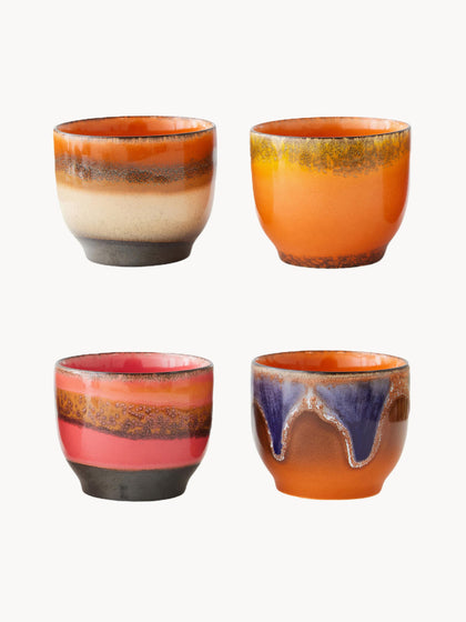 Westwing Tazas de café artesanales de cerámica 70's 4 uds