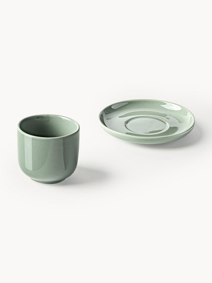 Westwing Tazas De Café Espresso Con Platitos De Porcelana Nessa 4 uds