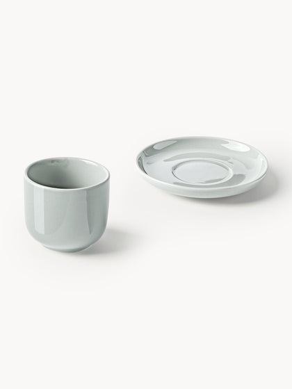 Westwing Tazas De Café Espresso Con Platitos De Porcelana Nessa 4 uds