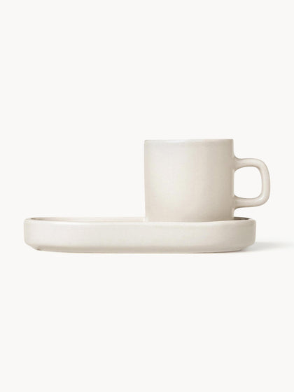 Westwing Tazas de café espresso con platitos Pilar 2 uds