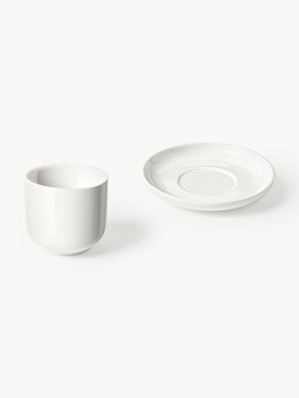 Westwing Tazas De Café Espresso De Porcelana Con Platitos Nessa 4 uds