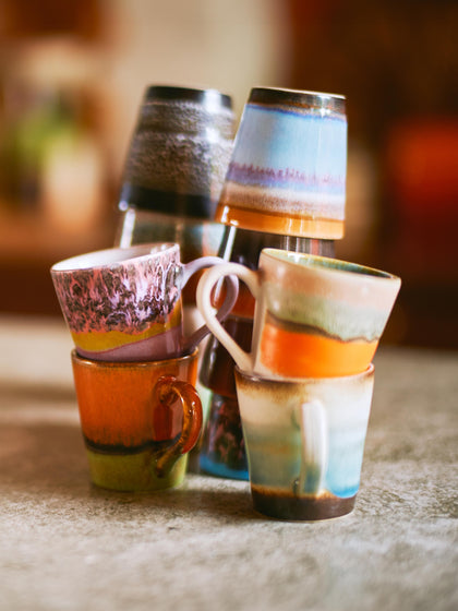 Westwing Tazas Espresso Artesanales Con Esmalte Reactivo 70's 4 uds