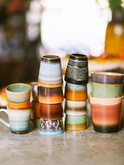 Westwing Tazas Espresso Artesanales Con Esmalte Reactivo 70s 4 Uds