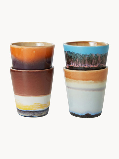 Westwing Tazas Espresso Artesanales Con Esmalte Reactivo 70s 4 Uds
