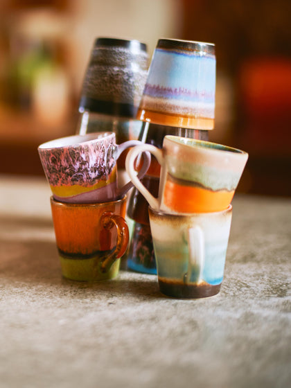 Westwing Tazas Espresso Artesanales Con Esmalte Reactivo 70s 4 Uds