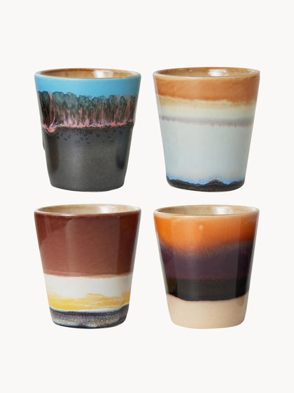 Westwing Tazas espresso artesanales con esmalte reactivo 70s 4 uds