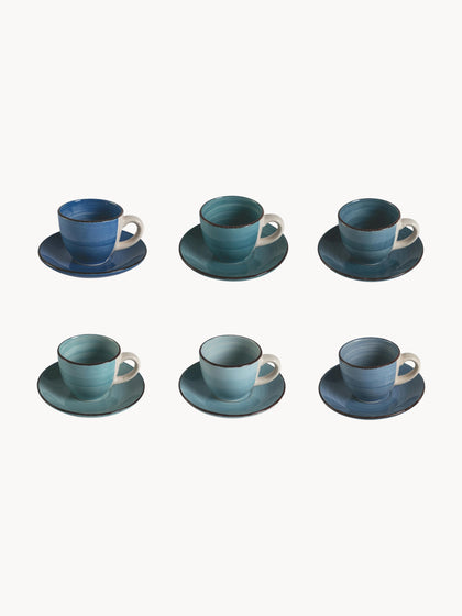 Westwing Tazas espresso con platitos Baita Acqua 6 uds