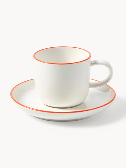 Westwing Tazas espresso con platitos de porcelana Facile 2 uds