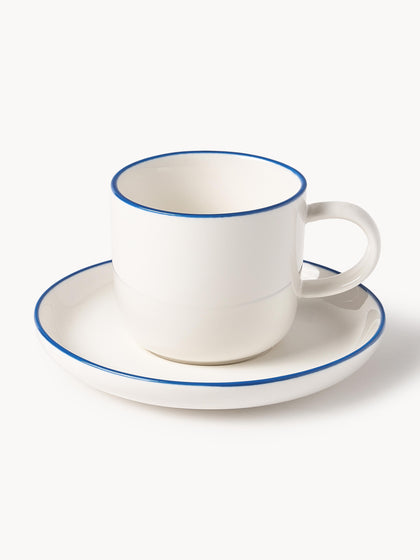 Westwing Tazas espresso con platitos de porcelana Facile 2 uds