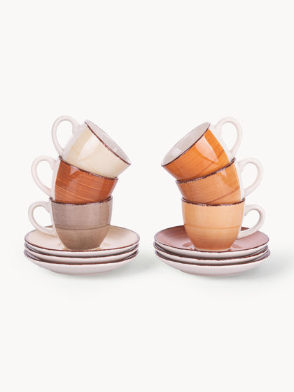 Westwing Tazas espresso pintadas a mano con platito Baita 6 uds