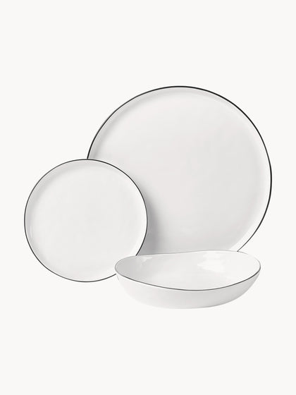 Westwing Vajilla Artesanal De Porcelana Salt 4 comensales (12 pzas.)