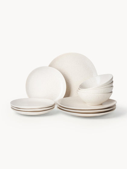 Westwing Vajilla artesanal Nordic Vanilla 4 comensales (12 pzas.)