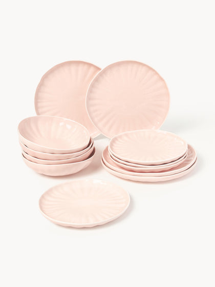 Westwing Vajilla de porcelana con relieves Sali 4 comensales (12 pzas.)