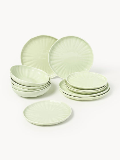 Westwing Vajilla de porcelana con relieves Sali 4 comensales (12 pzas.)