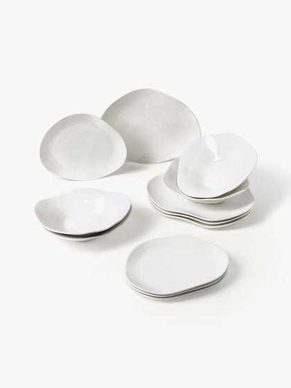 Westwing Vajilla de porcelana de forma orgánica Joana 4 comensales (12 pzas.)