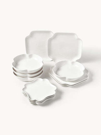 Westwing Vajilla de porcelana Nera 4 comensales (12 pzas.)