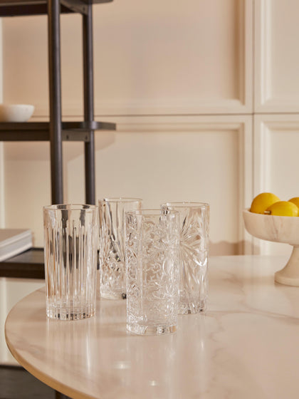 Westwing Vasos Altos De Cristal Con Relive Bichiera 4 uds