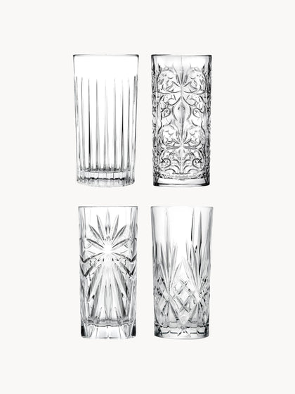 Westwing Vasos altos de cristal con relive Bichiera 4 uds