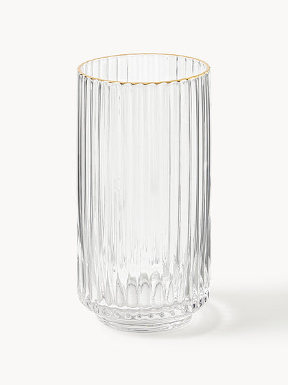 Westwing Vasos altos soplados con borde dorado Aleo 4 uds