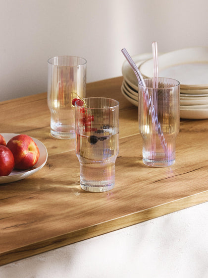 Westwing Vasos Altos Soplados Con Relieve Y Brillo Nacarado Juno 4 Uds