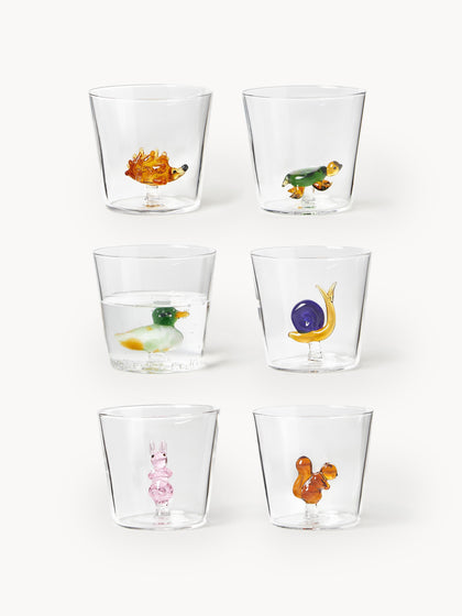 Westwing Vasos de agua artesanales Animal Farm 6 uds