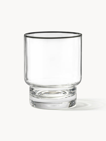 Westwing Vasos de agua artesanales con borde negro Mira 4 uds